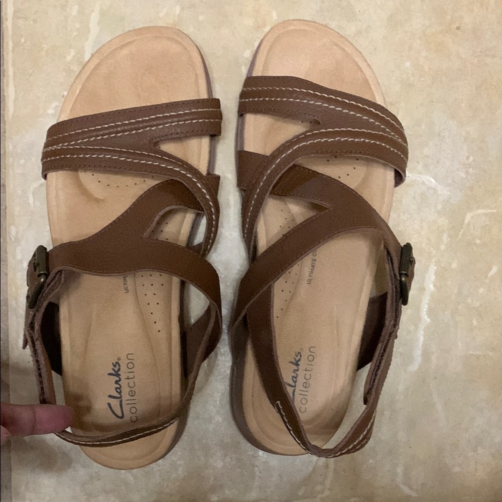 Clarks Brown Comfort Sandals with Adjustable Straps
